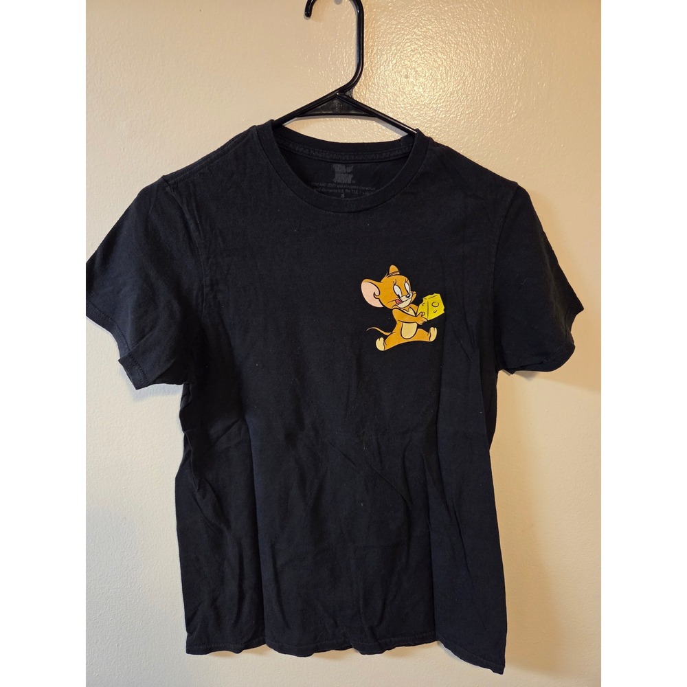 Tom and Jerry Graphic T-Shirt Black Small Jerry Mouse Cartoon Tee Short Sleeve